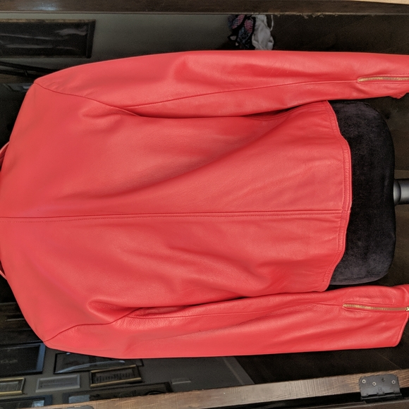 Women's Red Leather Jacket - Picture 5 of 7
